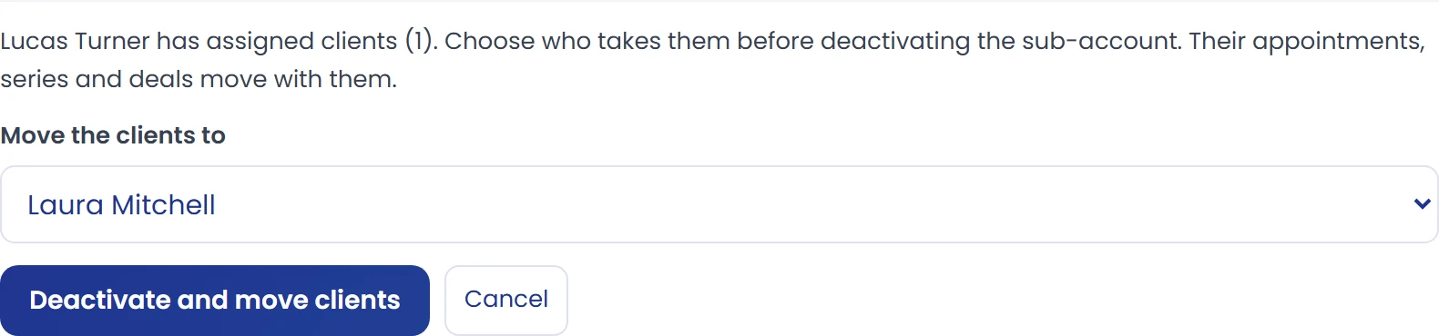 Review clients before deactivation