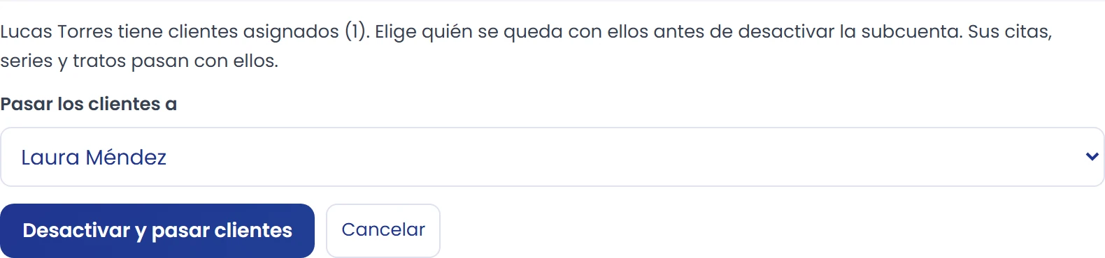 Revisa clientes antes de desactivar