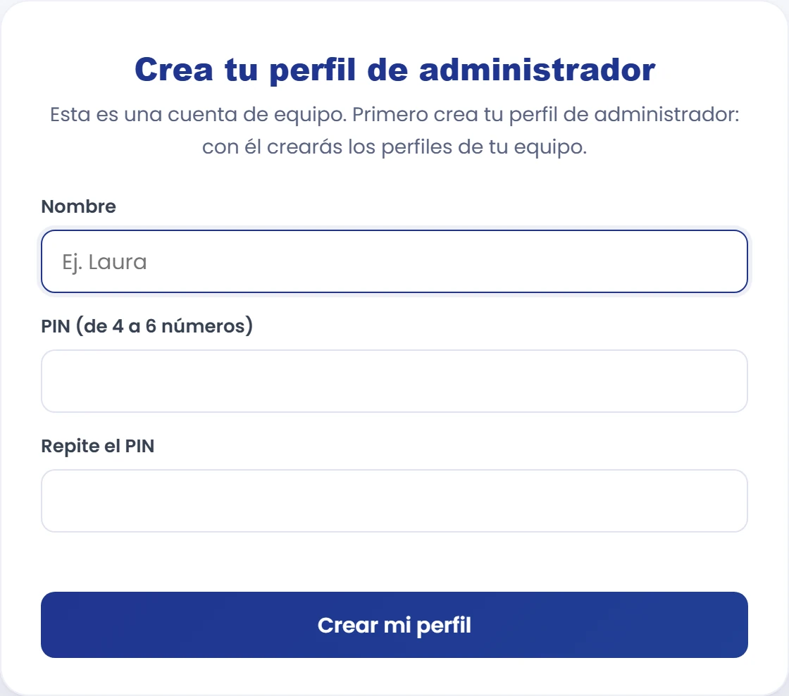 Si aparece la configuración inicial