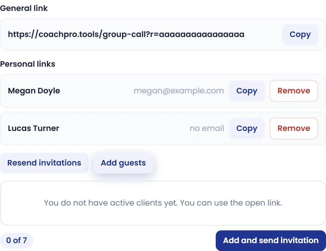 Add, resend or remove guests