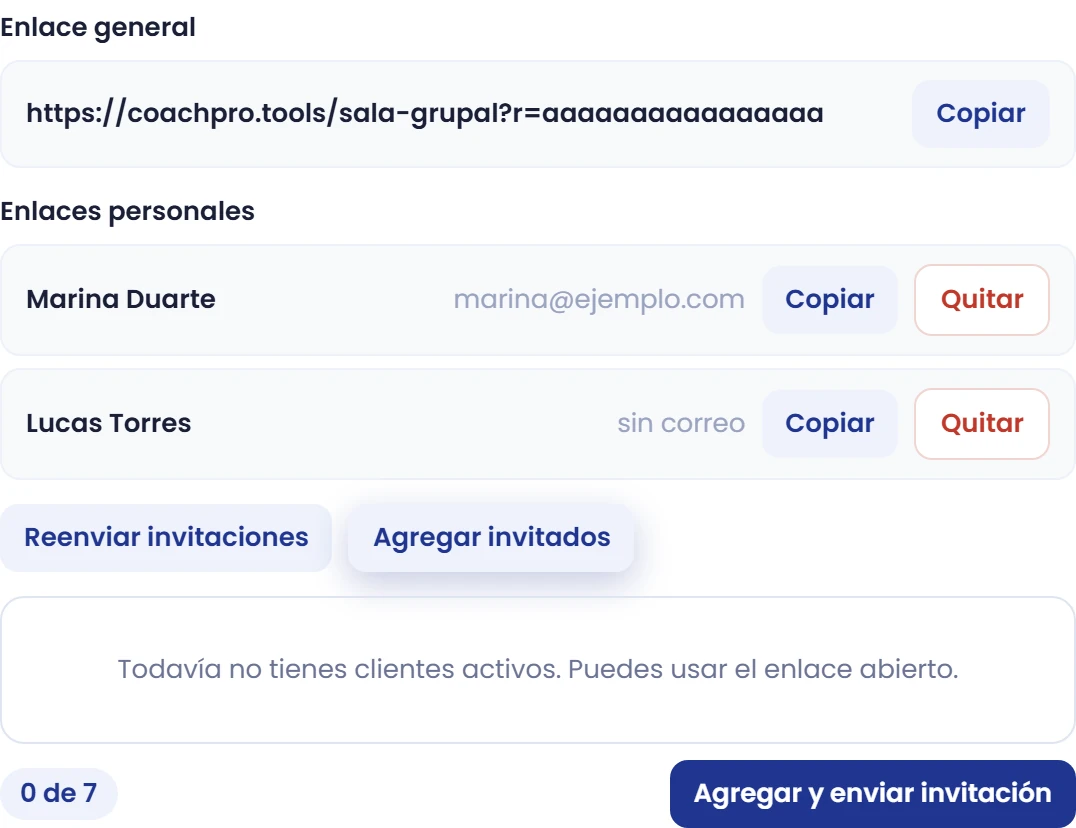 Agrega, reenvía o quita invitados