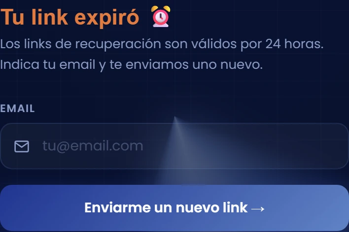Si el enlace ha caducado o no es válido