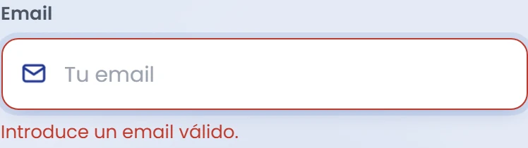 Si falta un dato o el formato no es válido