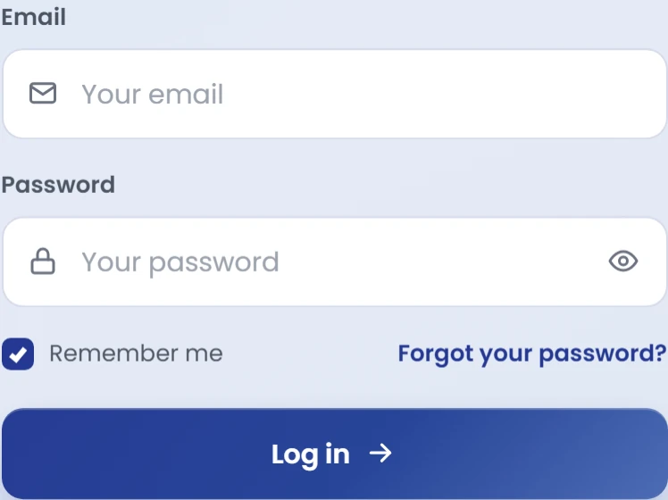 Enter email and password