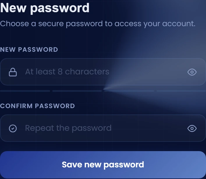 Set the new password