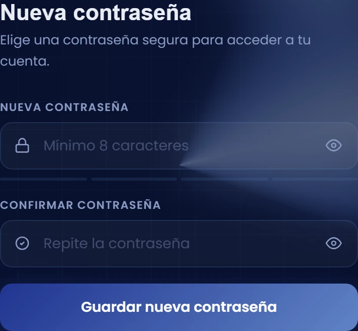 Establece la contraseña nueva