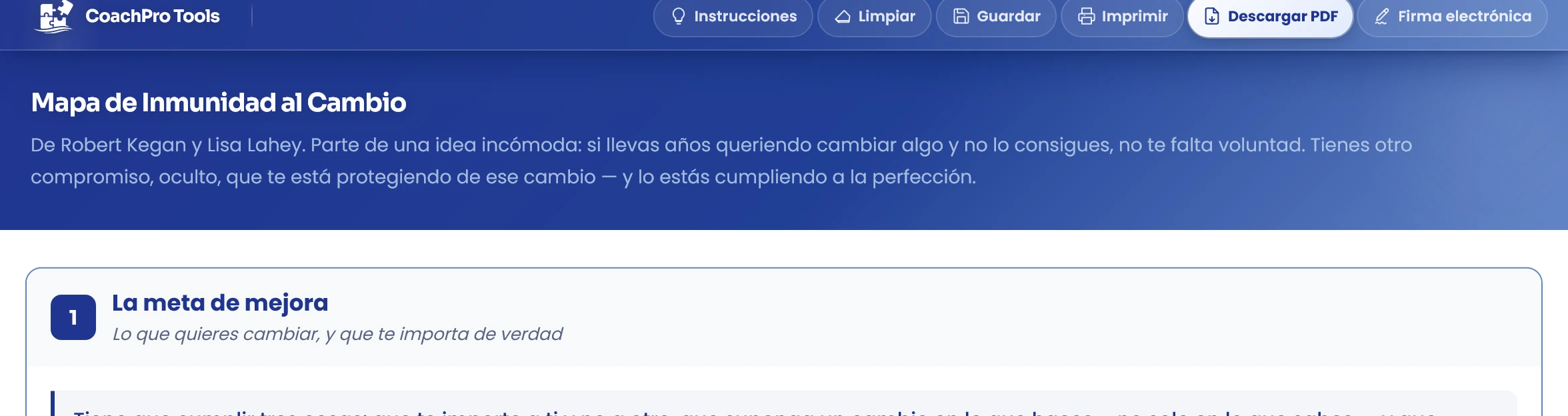 Completa la herramienta del paso
