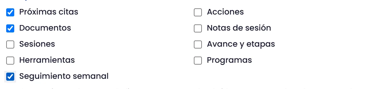 Si la persona debe ver el seguimiento semanal