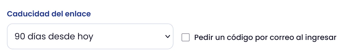 Configura la caducidad y el código