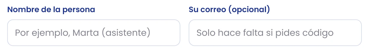 Completa el nombre y el correo