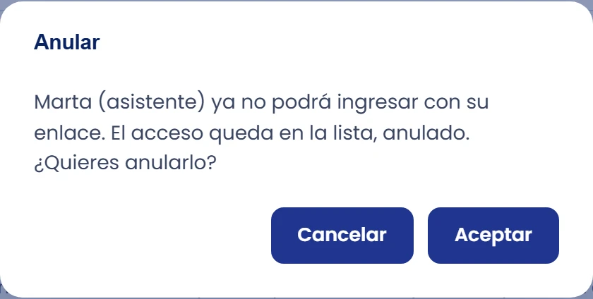 Anula o elimina un acceso adicional