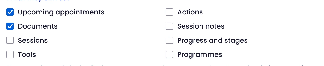 Select permitted sections