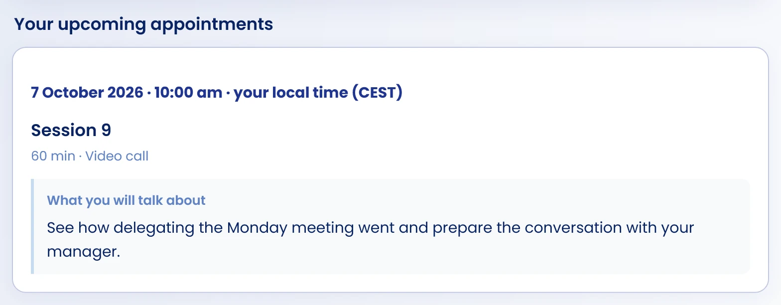 Check appointments and sessions