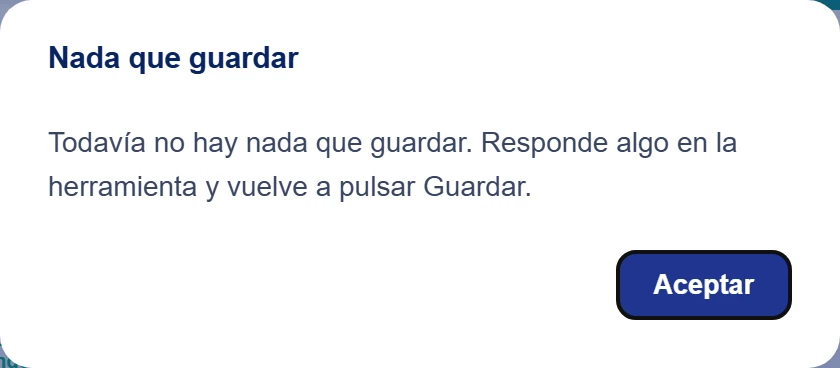 Si aparece Nada que guardar