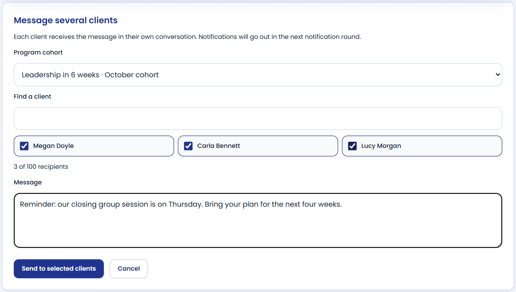 Choose recipients and write