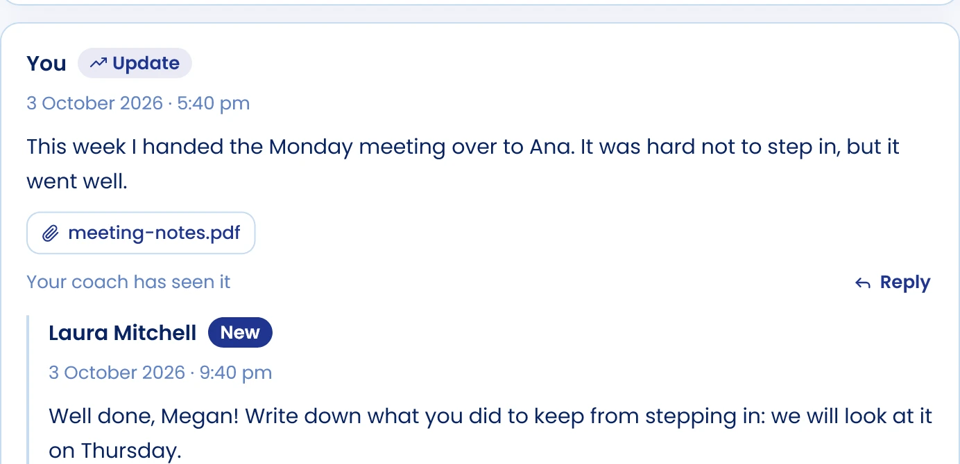 Read and reply to the coach