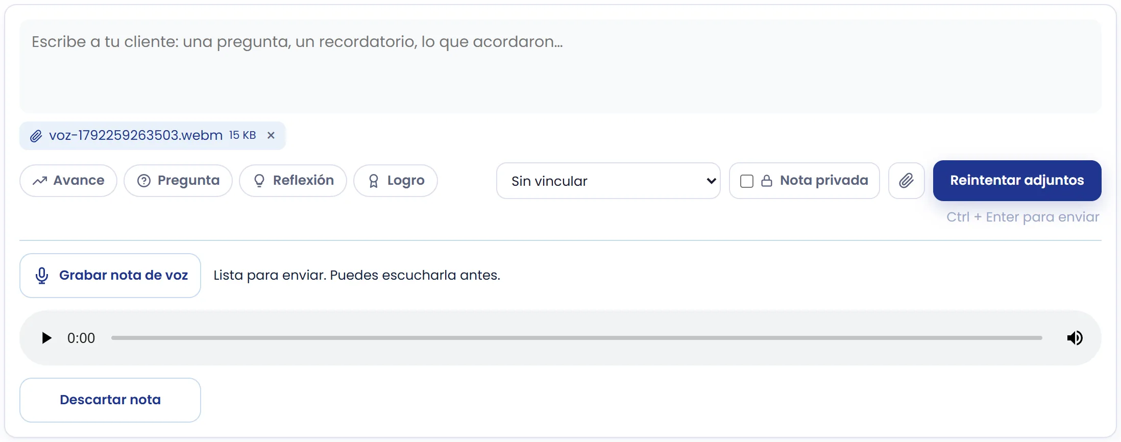 Si se publica el texto pero falla un adjunto