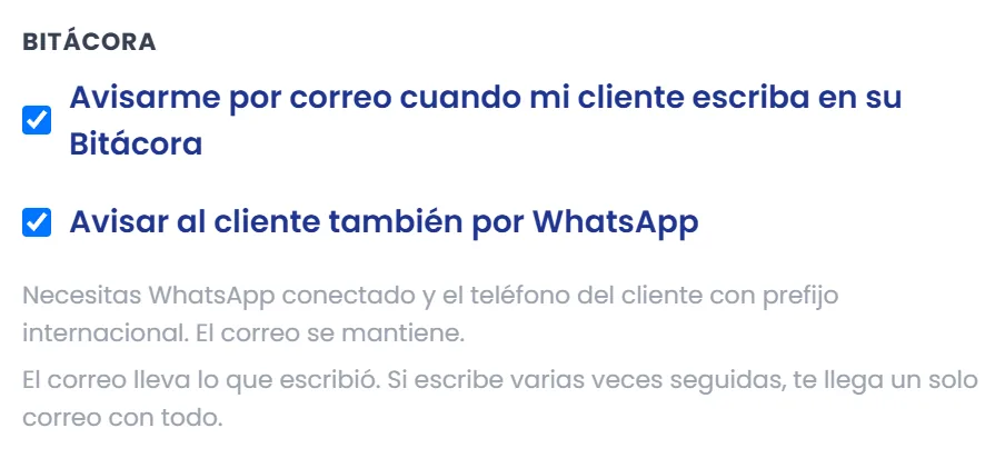 Avisa también por WhatsApp