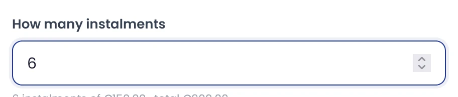 Set the number of instalments