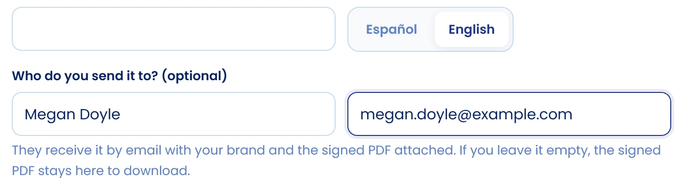 Check title, language and recipient