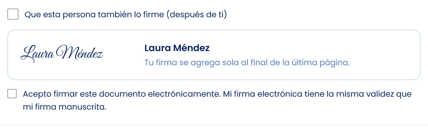 Decide si también debe firmar el destinatario