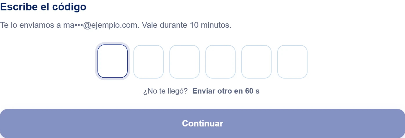 Introduce el código de acceso
