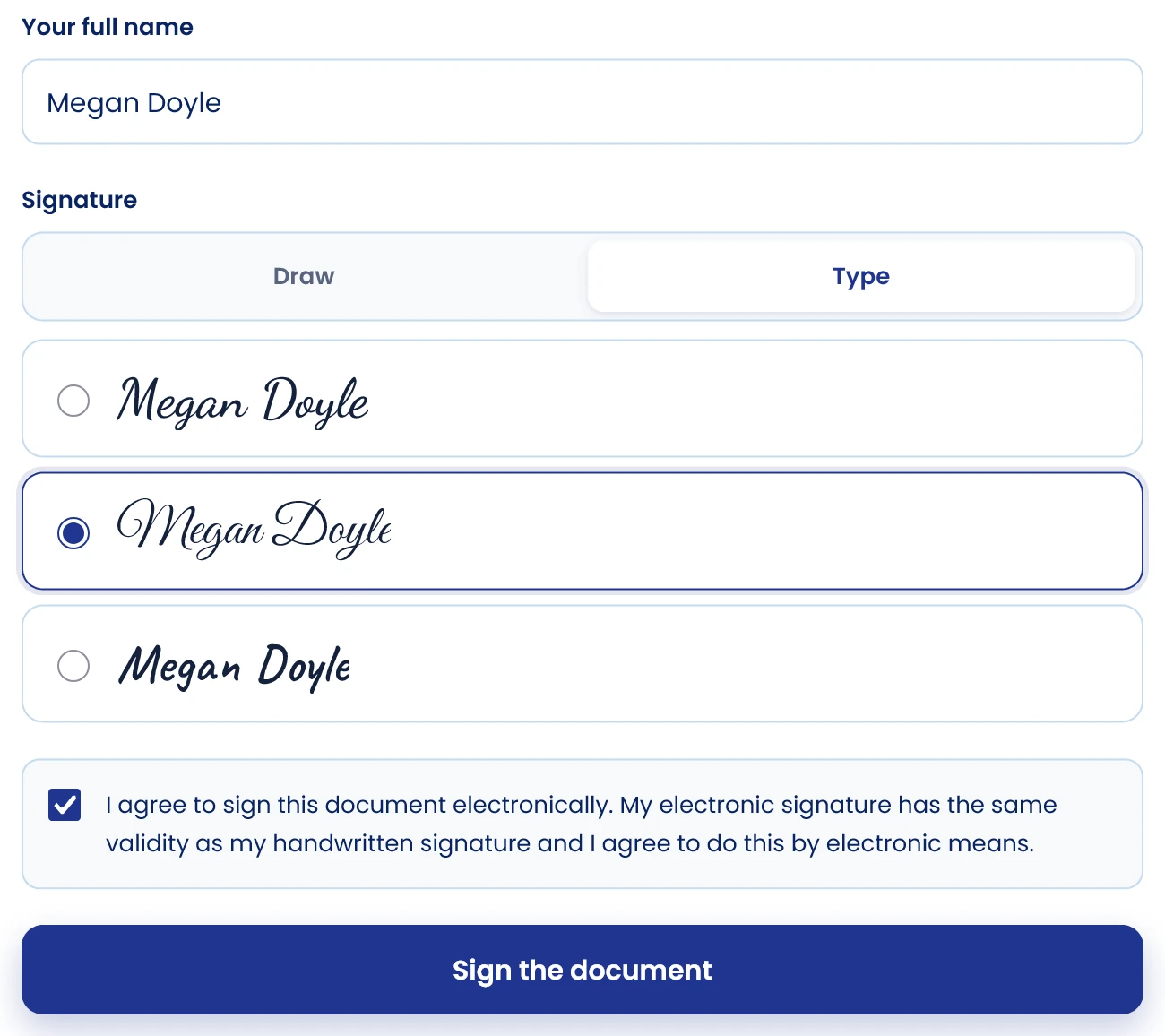 Prepare your signature and confirm