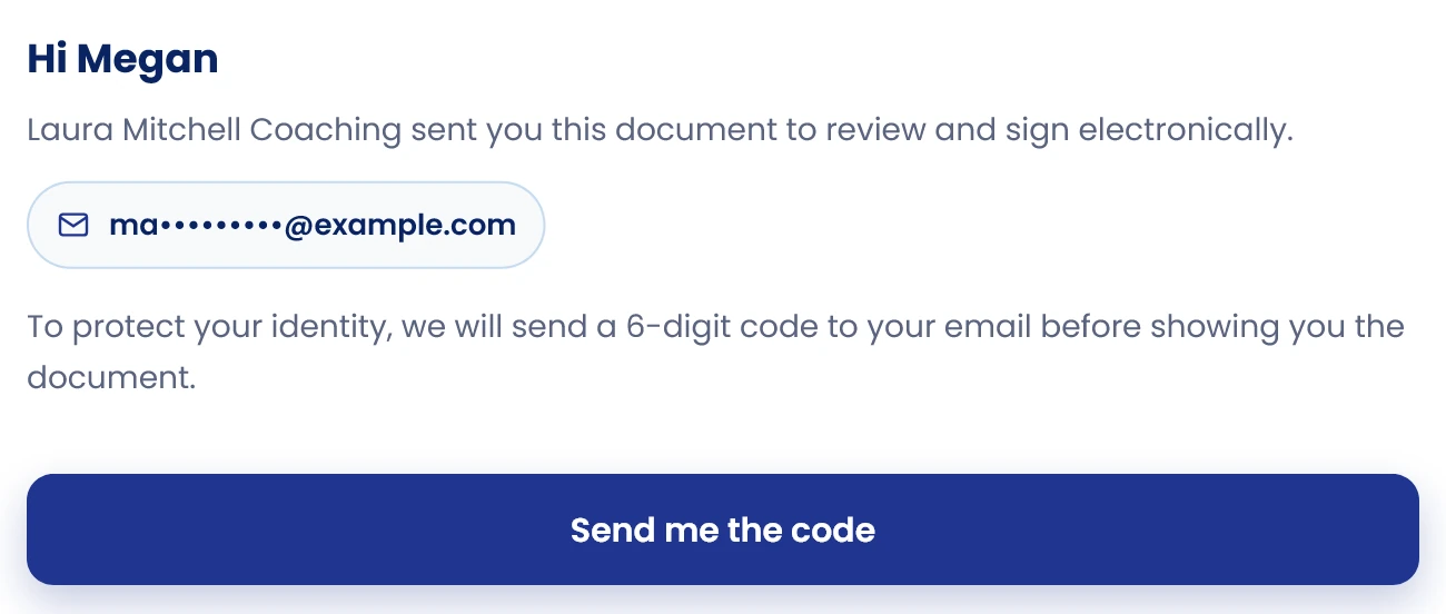 Open your link and request the code