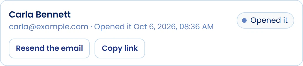 Resend or copy a link