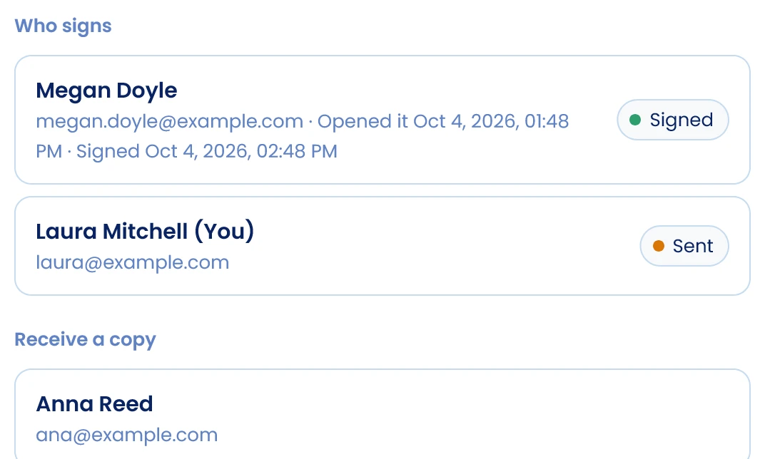 Check each signature’s status