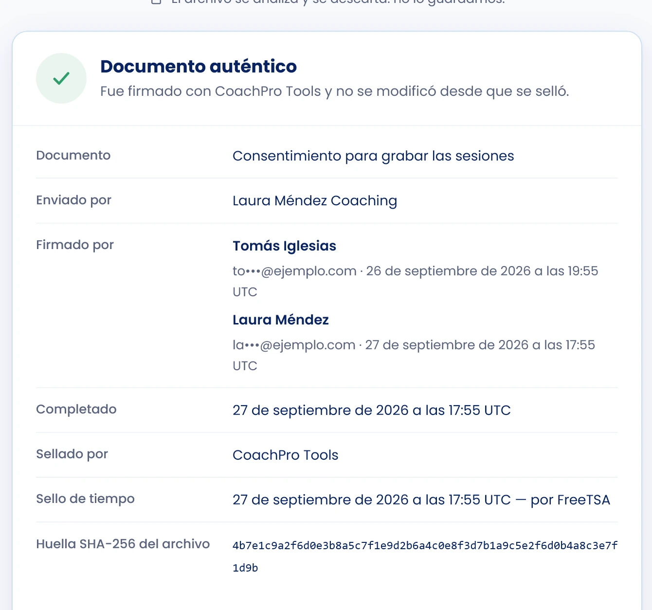 Comprueba un PDF en Verificar documento