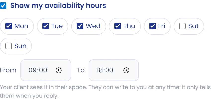 Show your availability hours