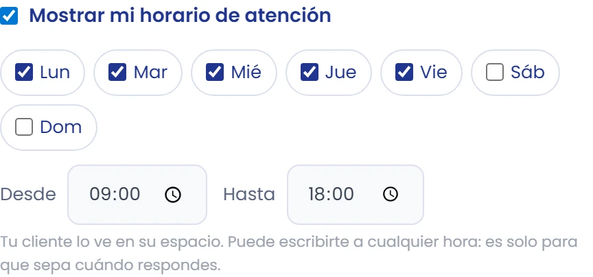 Muestra tu horario