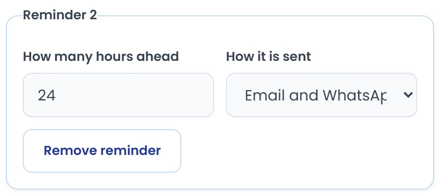 Remove reminder button in a list with more than one reminder.