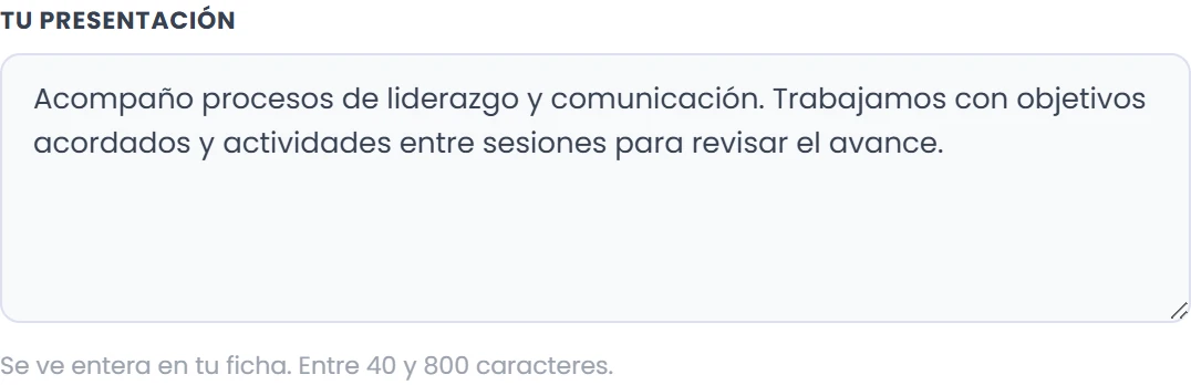 Completa la presentación