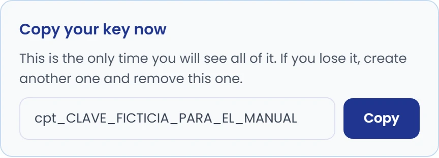Copy the key before closing