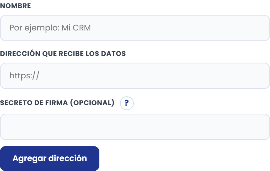 Añade el secreto si tu destino lo utiliza