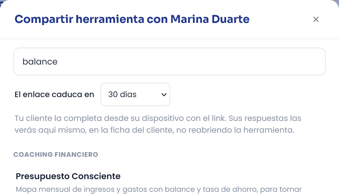 Elige la actividad para compartir