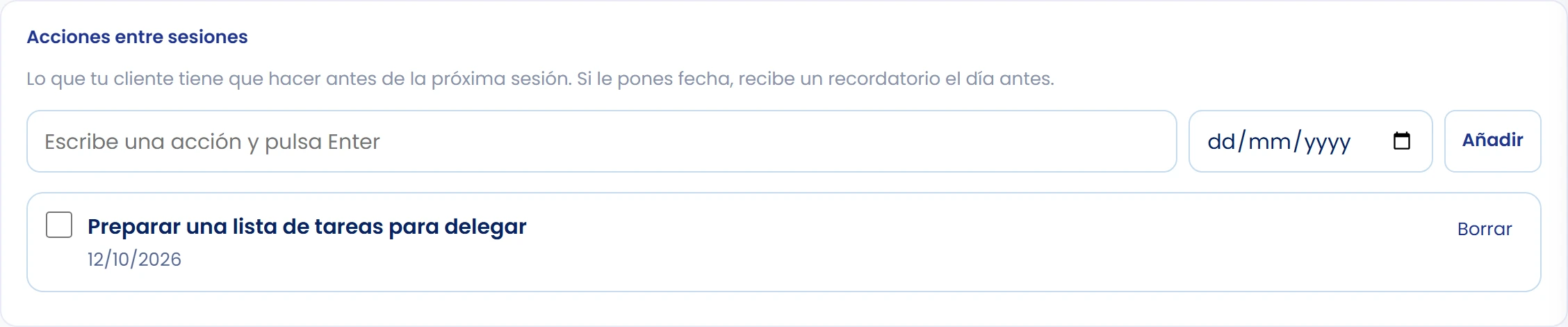 Registra y completa una acción