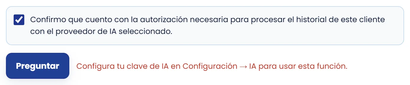 Si no tienes una clave de IA