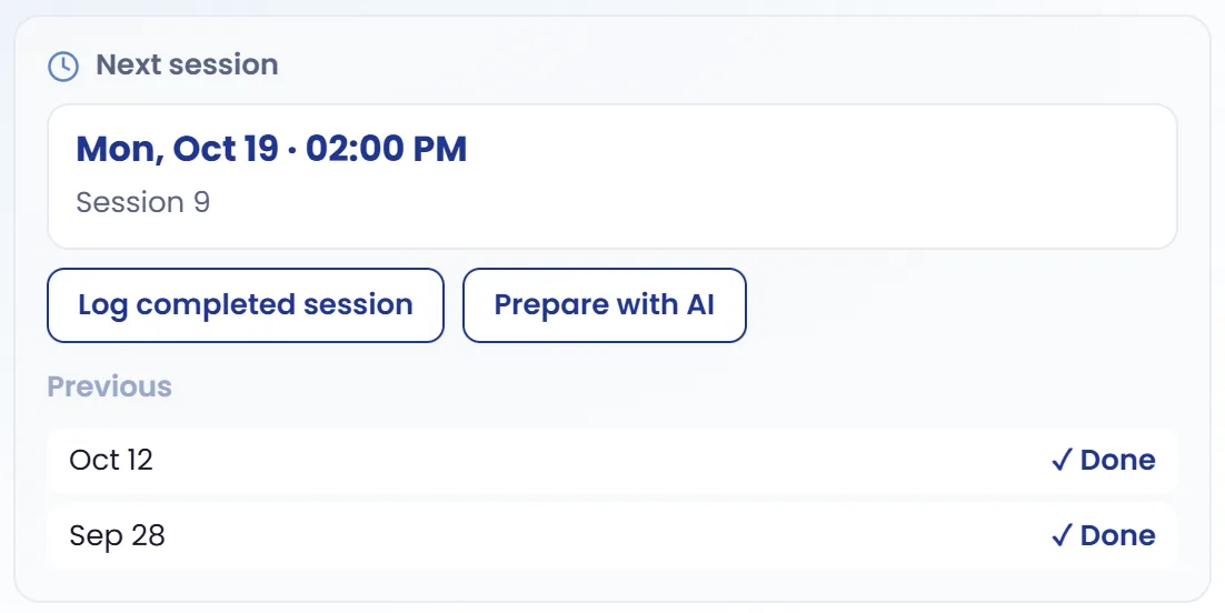 Prepare the next session with AI