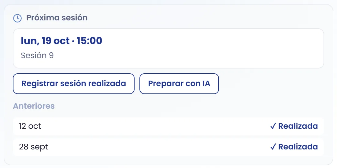 Prepara la próxima sesión con IA
