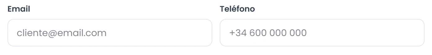 Añade correo y teléfono