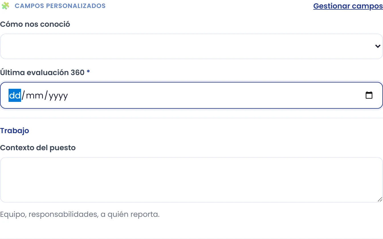 Si falta un campo personalizado obligatorio