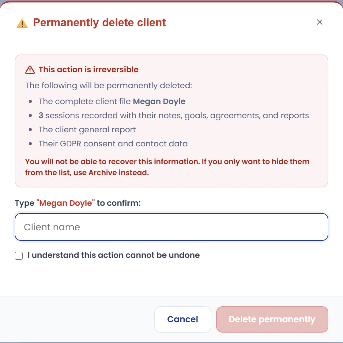 Review before permanent deletion
