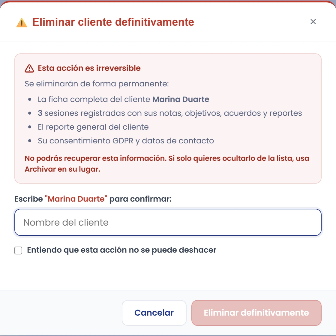 Revisa antes de eliminar definitivamente