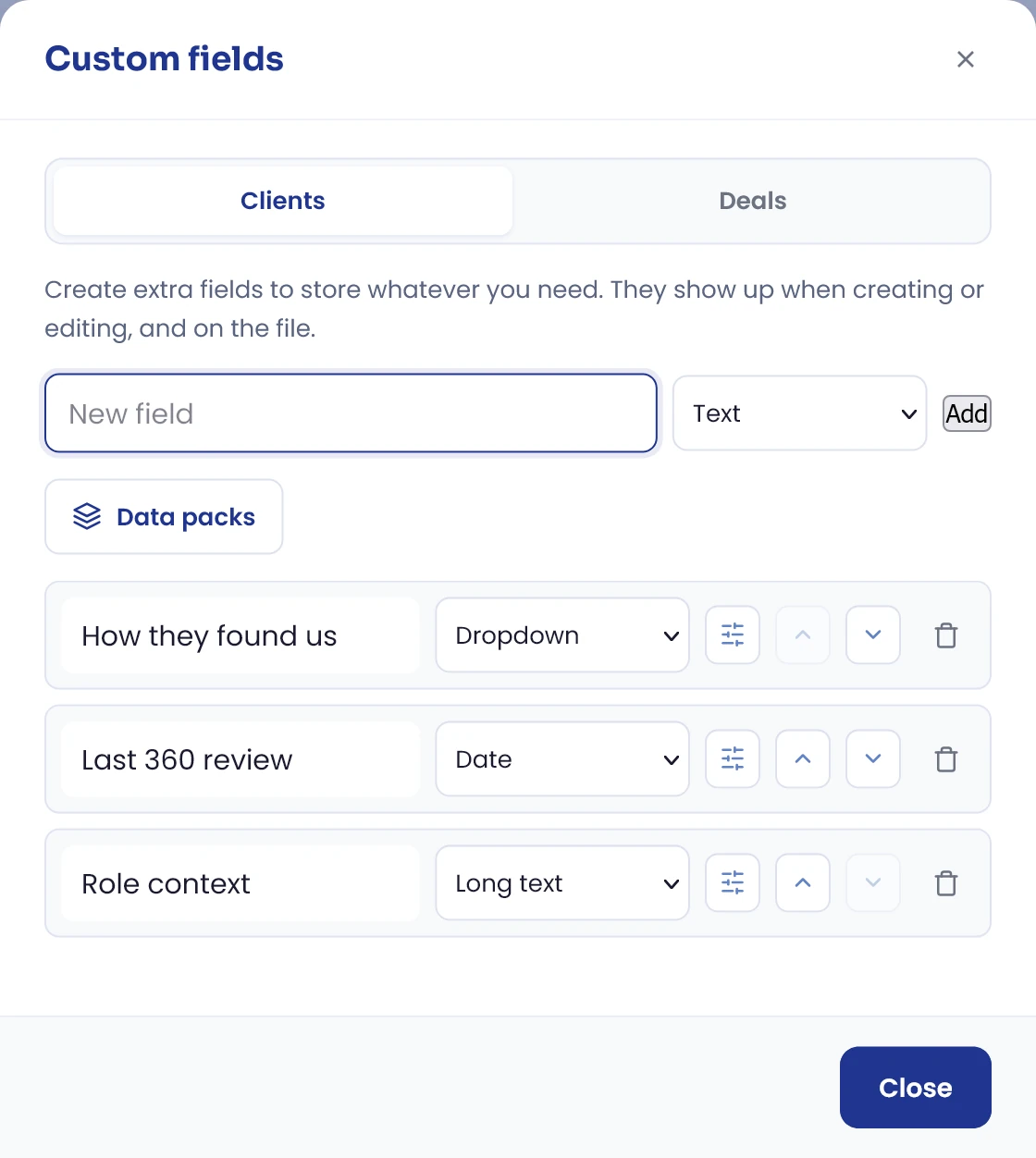 Set up custom fields