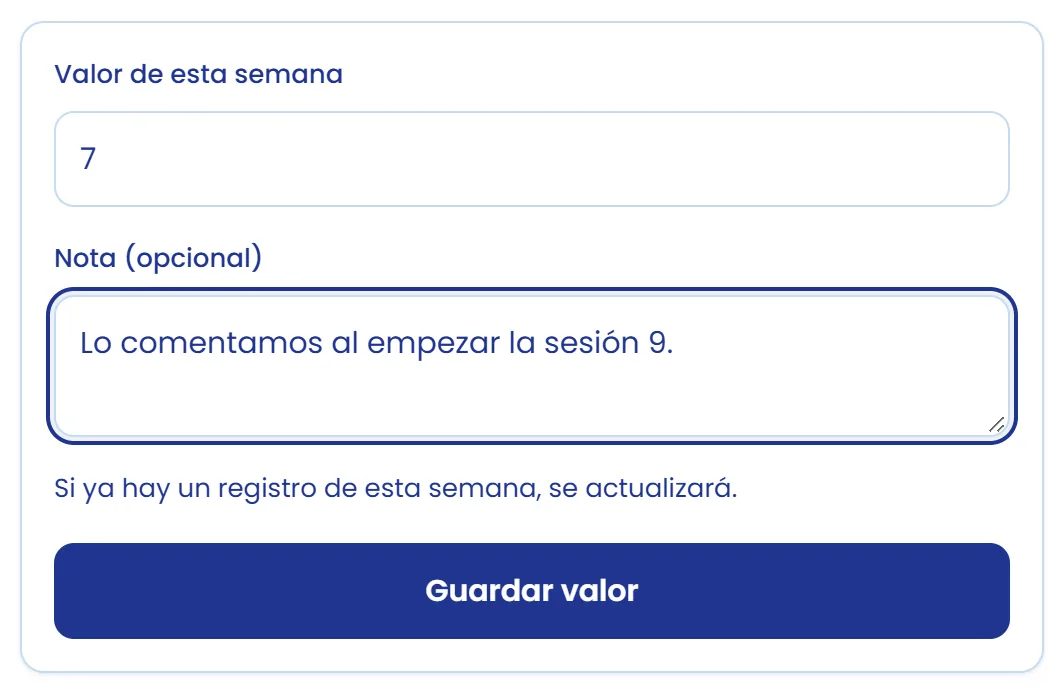 Registra un valor tú mismo