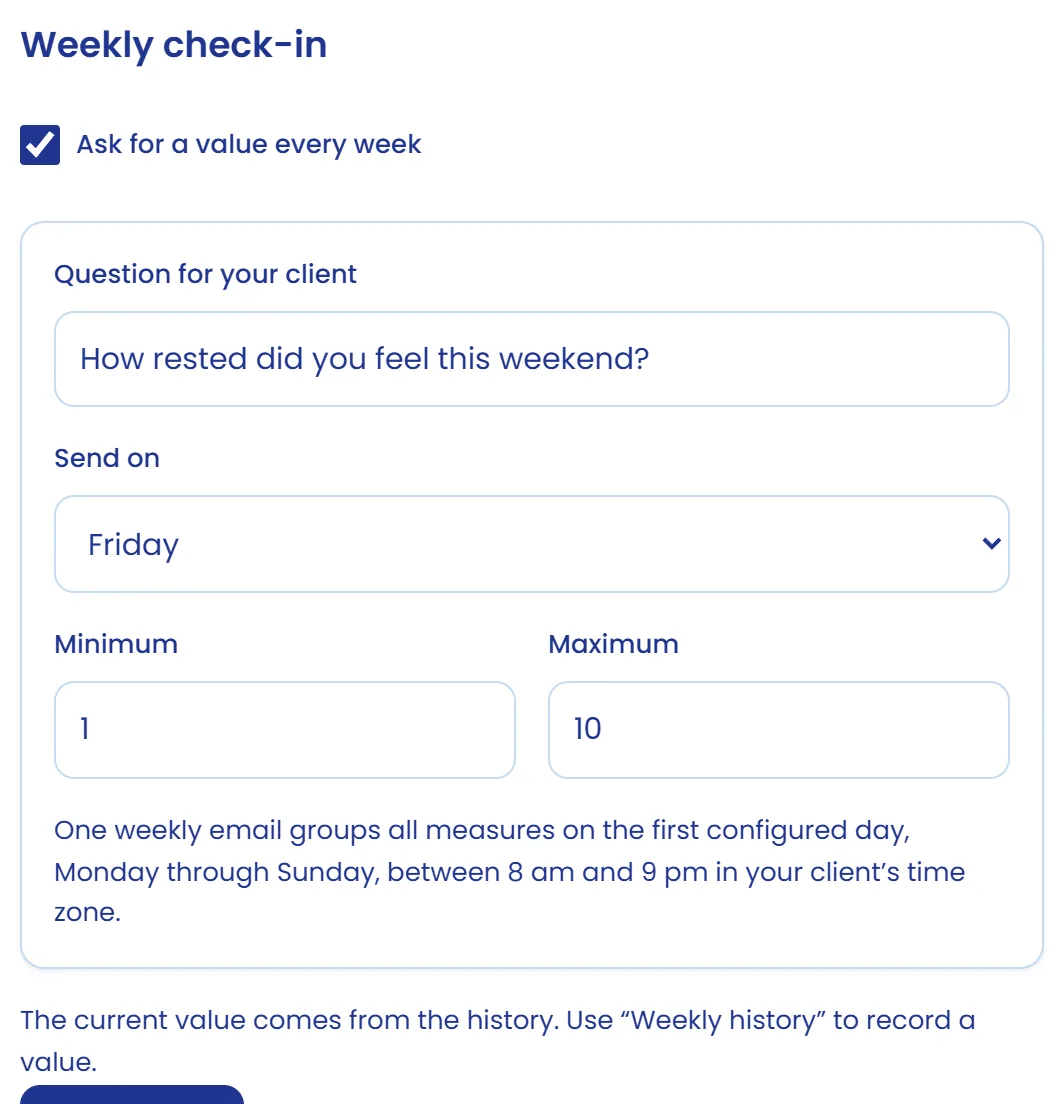 Turn on the weekly check-in
