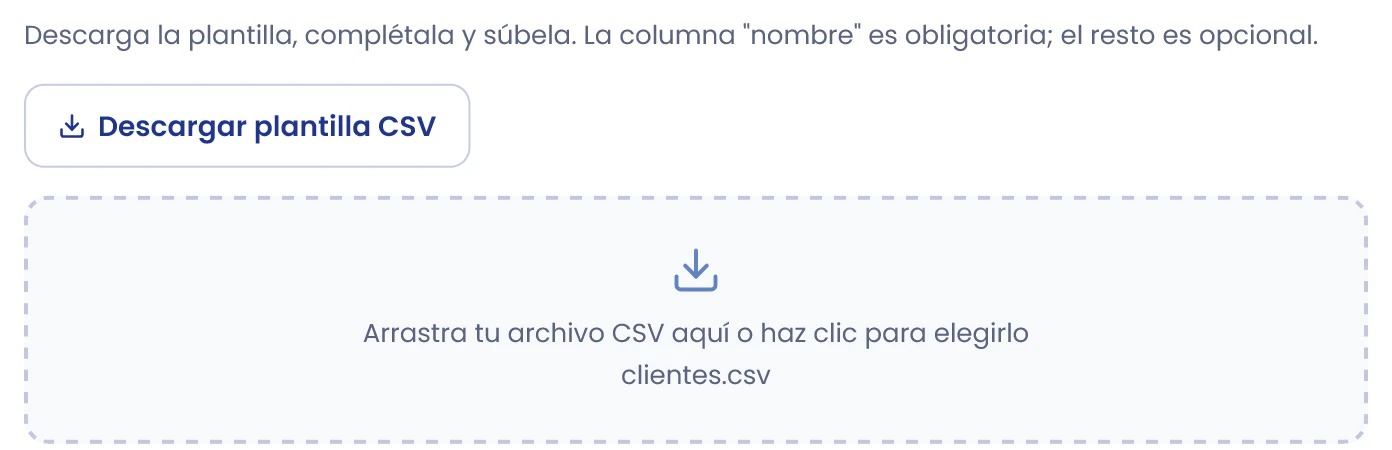 Prepara la importación CSV